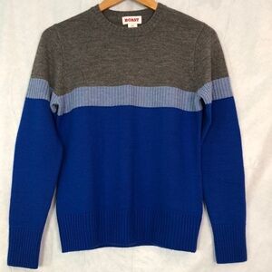 BOAST WOMANS BAR STRIPE SWEATER COLOR BLOCK BLUE/GRAY SIZE S